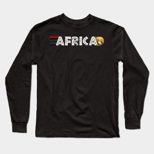 African Flag Colors Distressed Rhinoceros Mother and Calf Long Sleeve T-Shirt